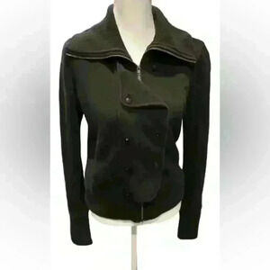 Banana Republic Black Zip Up Botton Coat 100% Cotton Long Sleeve